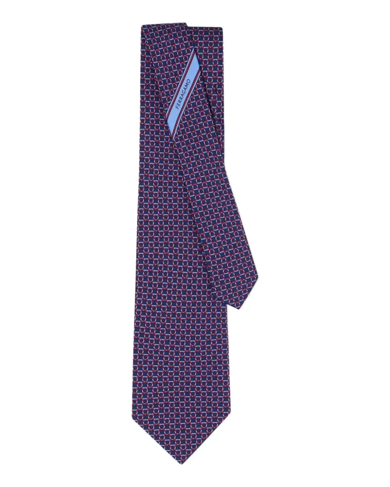 Ferragamo Krawatte mit Gancini Link-Print - Blau Blau