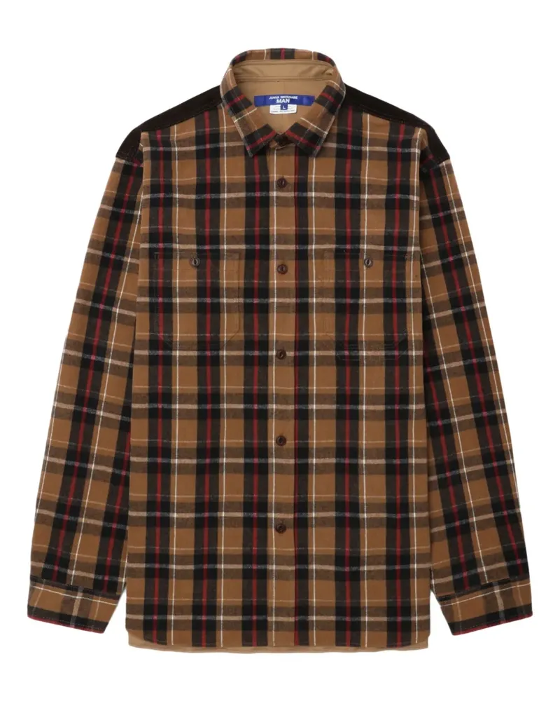 Junya Watanabe check corduroy-panel shirt - Braun Braun