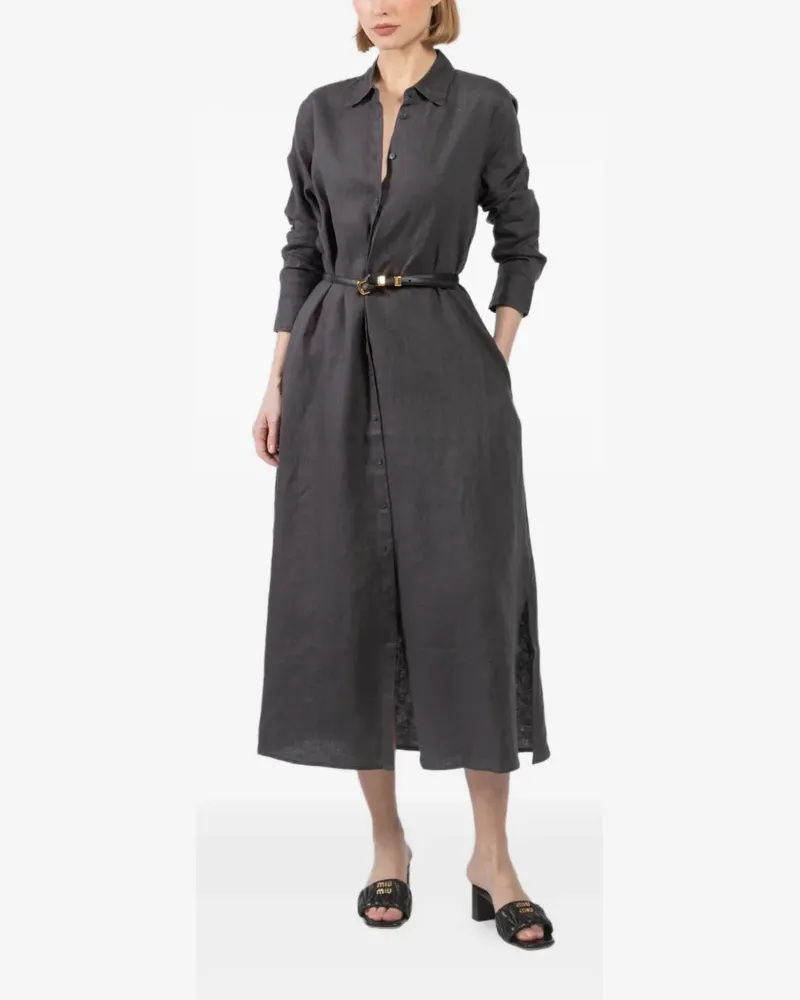 Xírena Hemdkleid mit Knopfleiste - Schwarz Schwarz