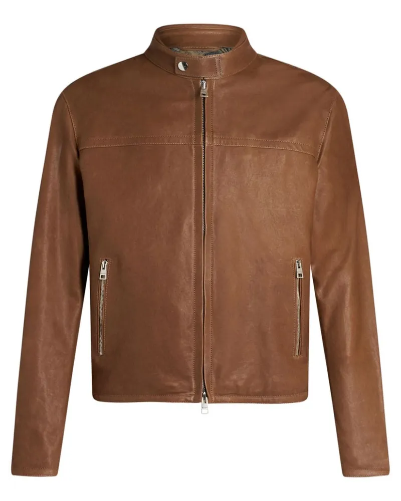 Etro Lederjacke mit Reißverschluss - Braun Braun