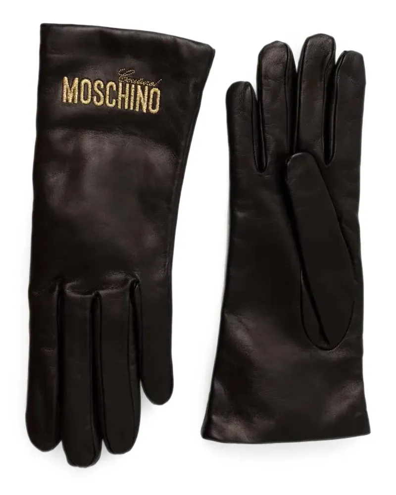 Moschino Handschuhe mit Logo-Stickerei - Schwarz Schwarz
