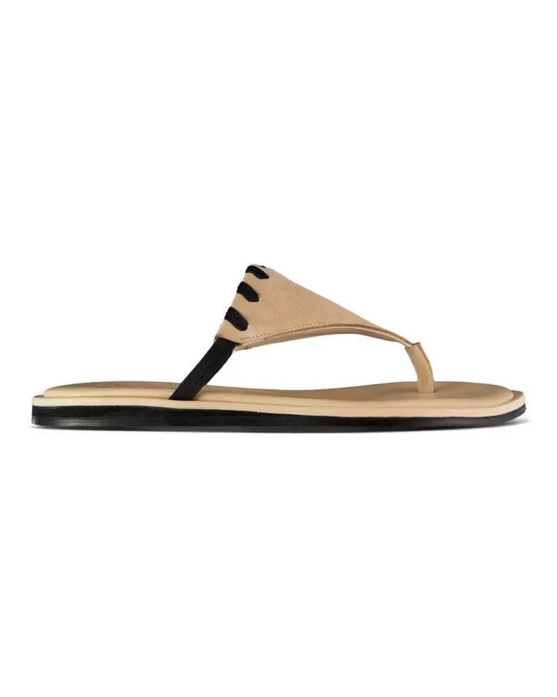 YUZEFI Maris whipstitch-trim flip flops - Nude Nude