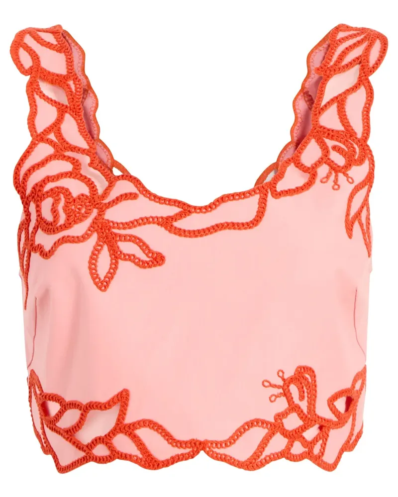Cinq à Sept Cropped-Top mit Blumenstickerei - Rosa Rosa