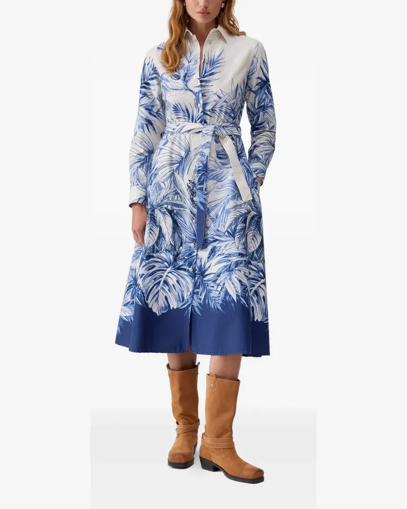 Liu Jo floral-print raw-cut midi dress - Blau Blau