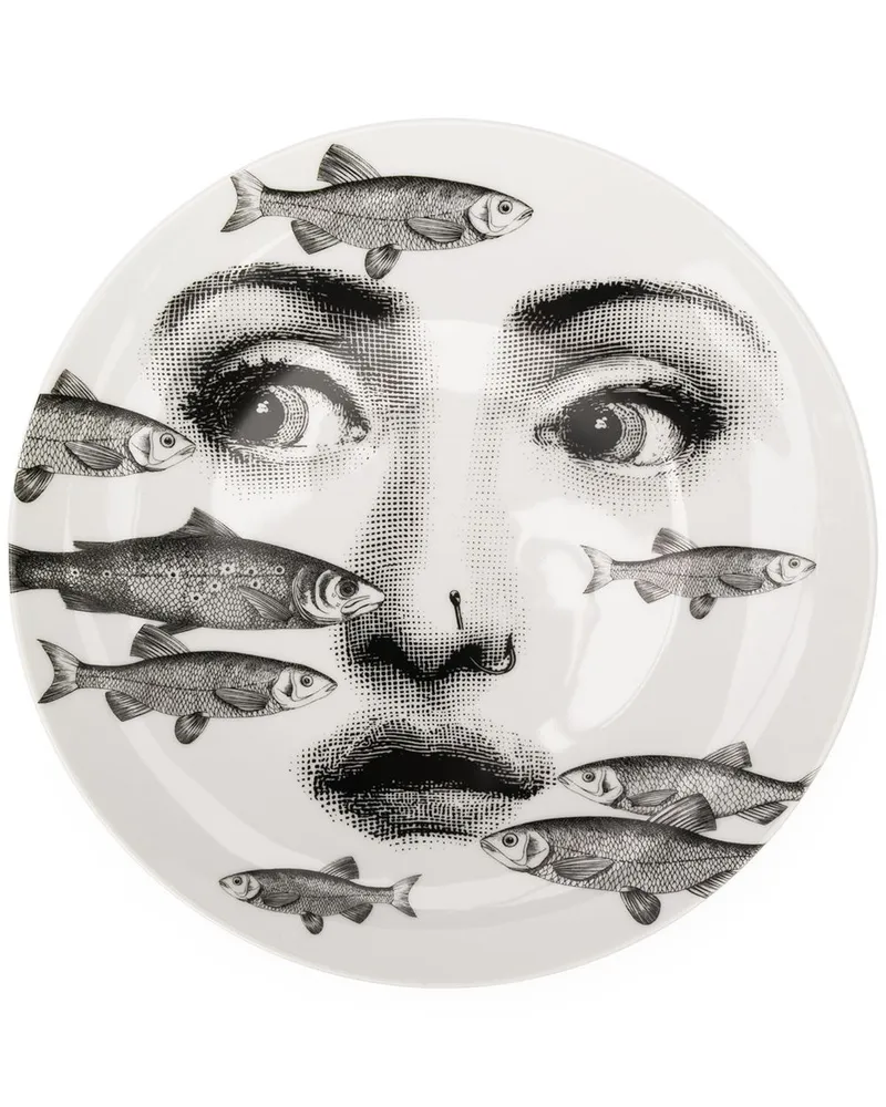 Fornasetti Teller mit Porträt-Print Weiß