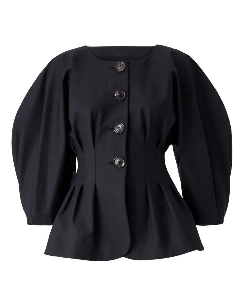 Carolina Herrera New York Plissierte Jacke mit Puffärmeln - Schwarz Schwarz