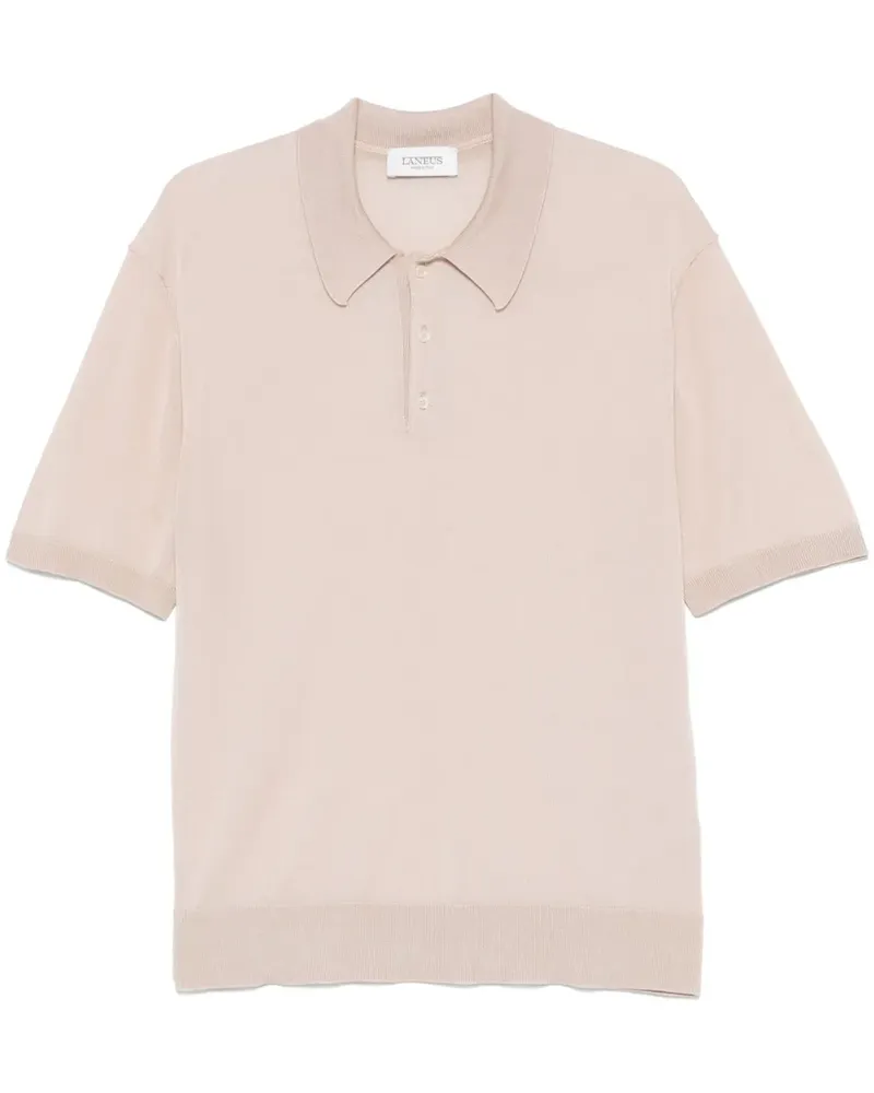 Laneus Fein gestricktes Poloshirt Braun