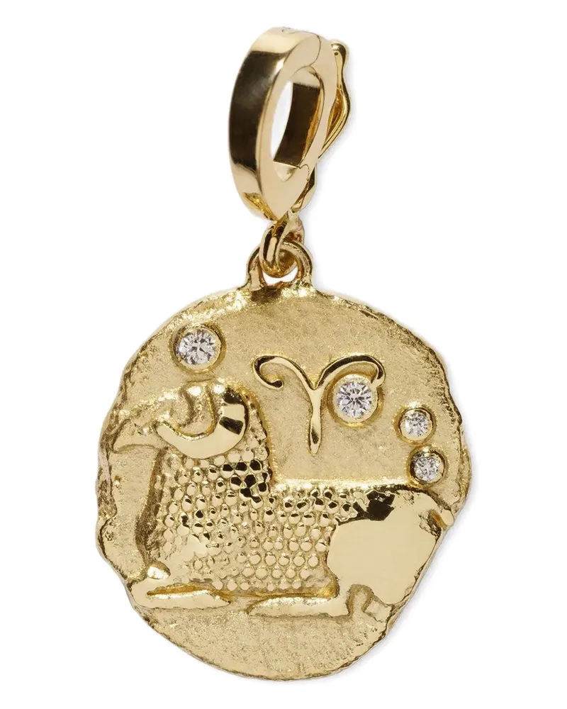 AZLEE 18kt Of The Stars Aries Gelbgoldanhänger mit Diamanten Gelb