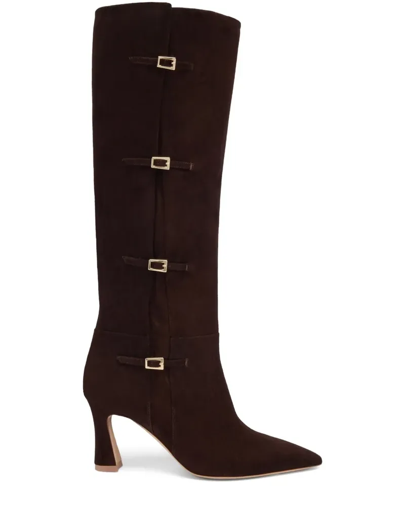 Malone Souliers Kniehohe Nolan Wildlederstiefel mit Schnallendetail 70mm - Braun Braun