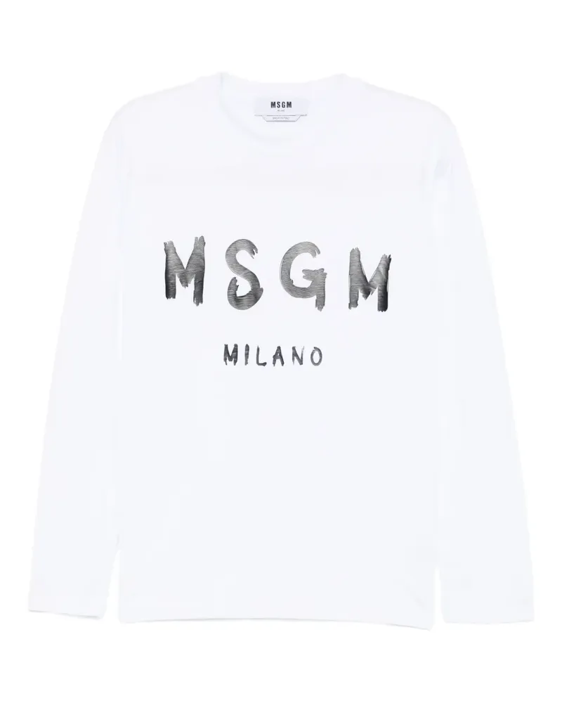MSGM T-Shirt mit Logo-Print - Weiß Weiß
