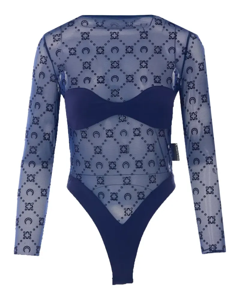Marine Serre moon-print mesh bodysuit - Blau Blau