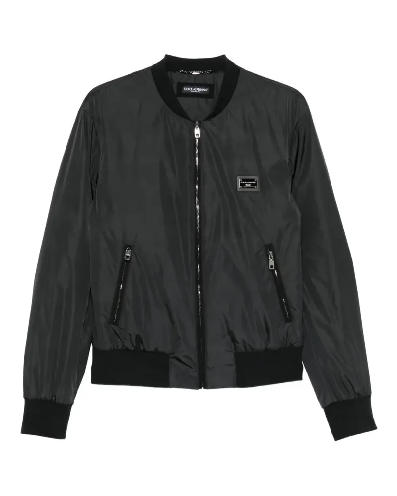 Dolce & Gabbana Bomberjacke mit Logo-Schild - Schwarz Schwarz