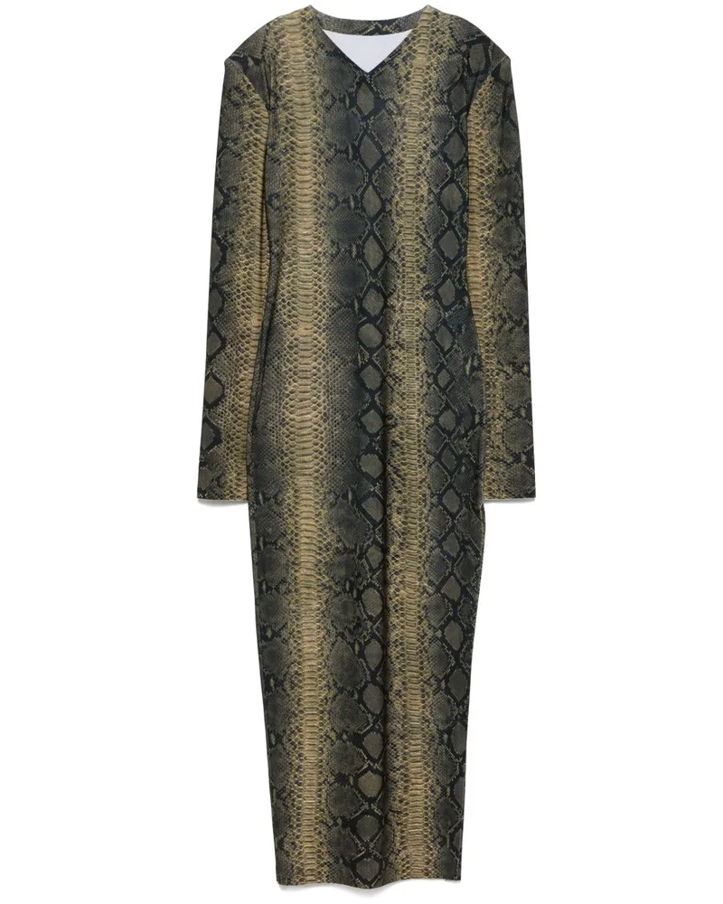 Norma Kamali Maxikleid mit Schlangenleder-Print - Grün Grün