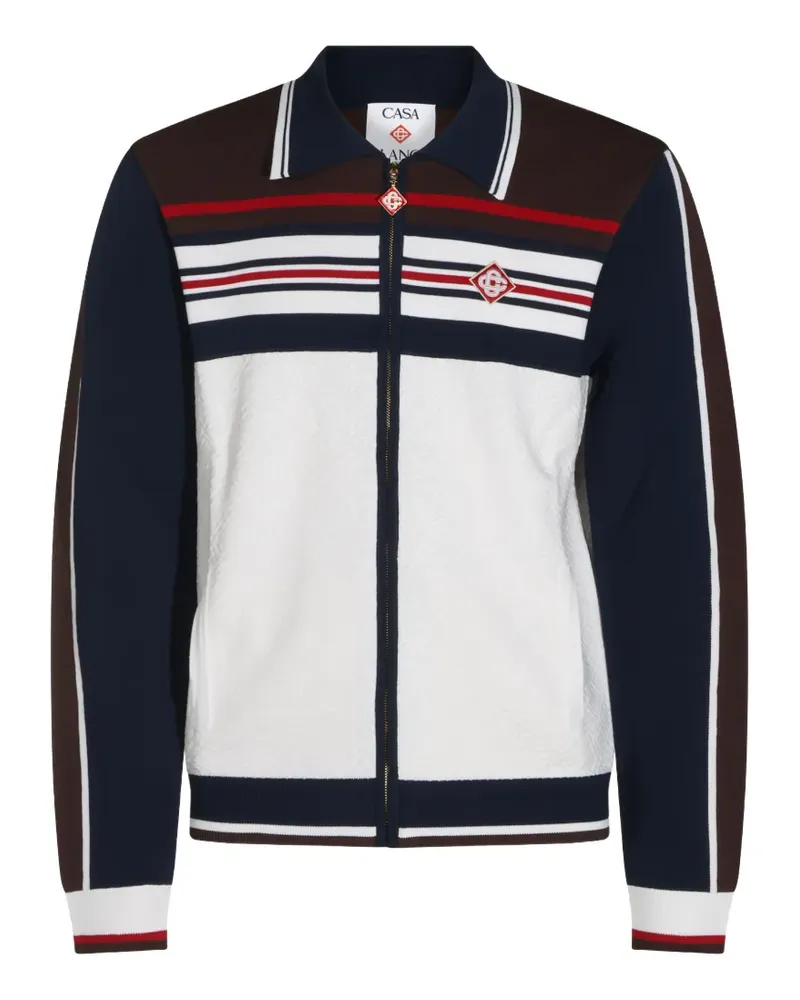 Casablanca Paris Café Culture striped zip-up bomber jacket - Weiß Weiß