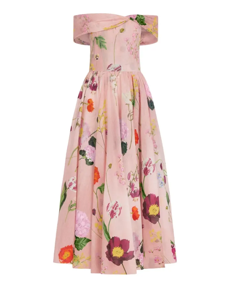 Oscar de la Renta Kleid mit botanischem Print - Rosa Rosa