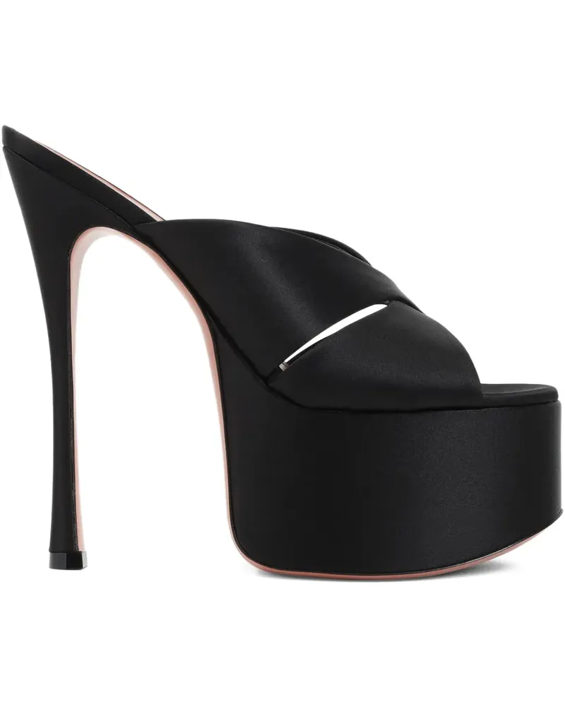 Amina Muaddi Salma Mules 155mm - Schwarz Schwarz