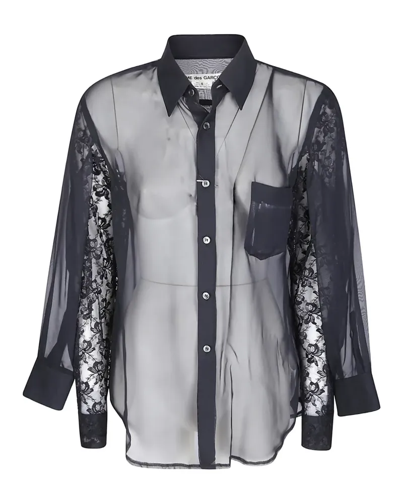 Comme des Garçons lace-panelled sheer blouse - Schwarz Schwarz