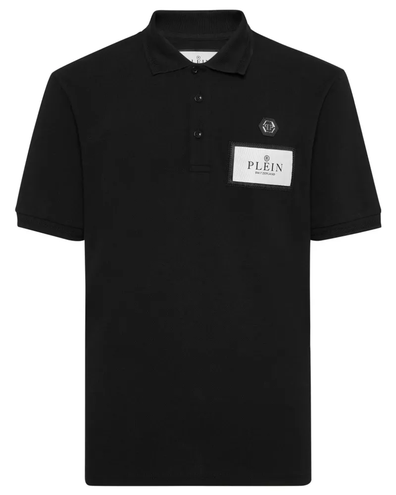 Philipp Plein Poloshirt mit Logo-Patch - Schwarz Schwarz
