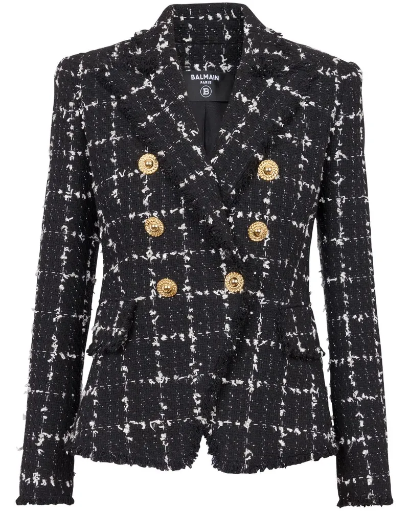Balmain Doppelreihiger 6-Button Blazer - Schwarz Schwarz