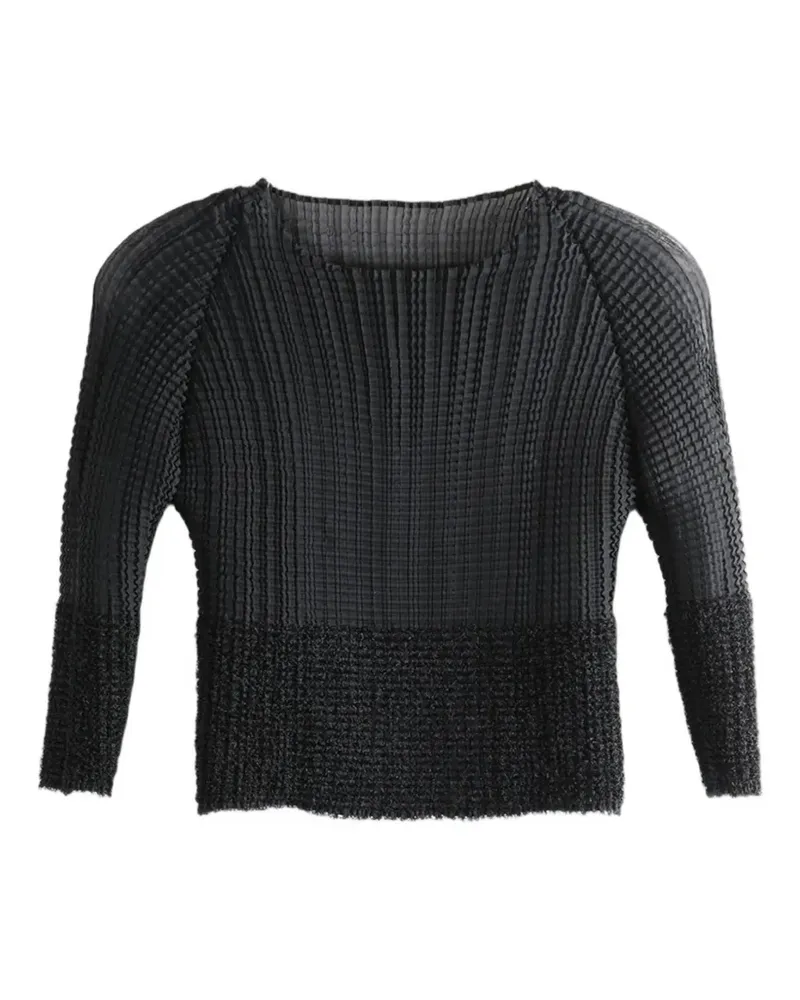 Issey Miyake pleated bouclé-trim top - Schwarz Schwarz
