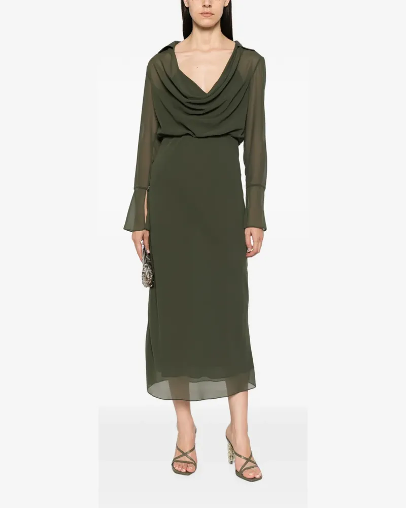 Patrizia Pepe cowl-neck georgette dress - Grün Grün