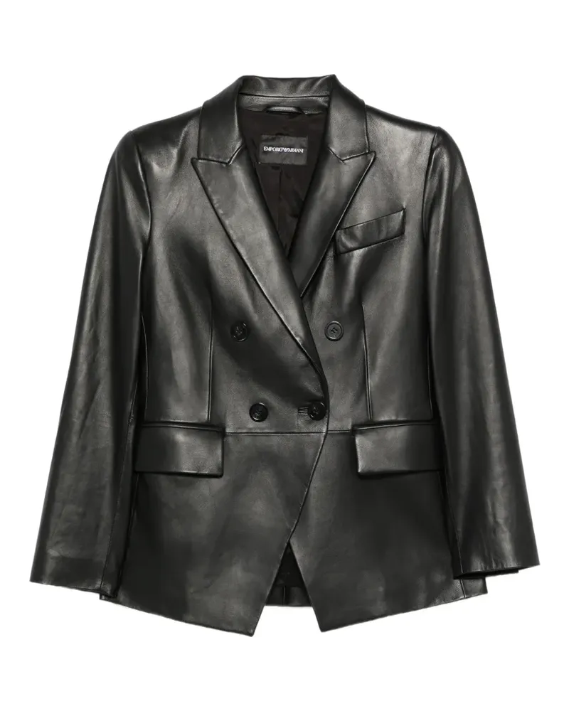 Emporio Armani double-breasted leather jacket - Schwarz Schwarz