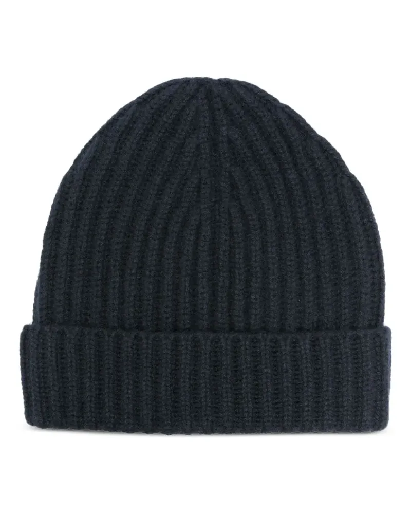 Malo Gerippte Kaschmirbeanie - Blau Blau