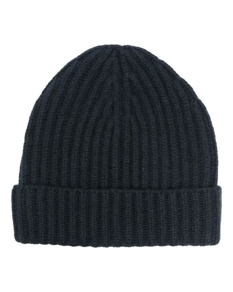 Malo ribbed cashmere beanie hat - Blau Blau