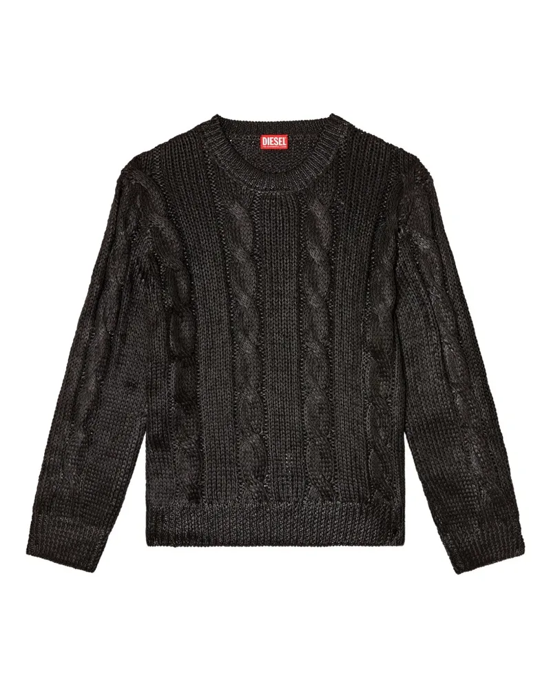 Diesel K-Michiu Pullover mit Zopfmuster - Schwarz Schwarz