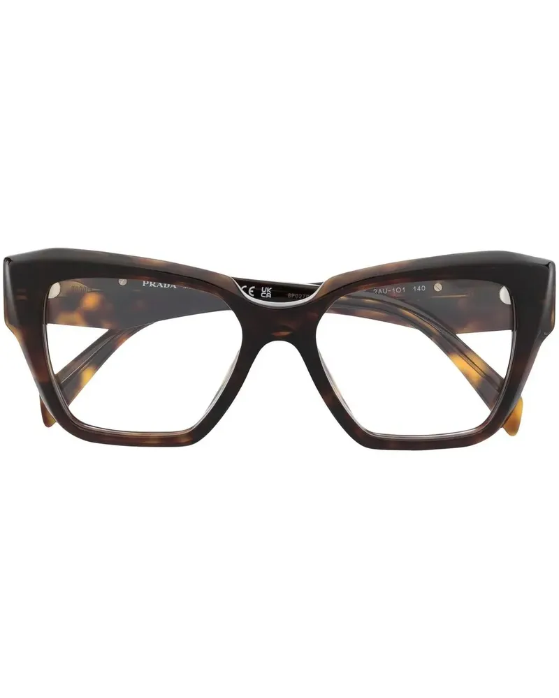 Prada Brille mit Logo-Schild - Braun Braun