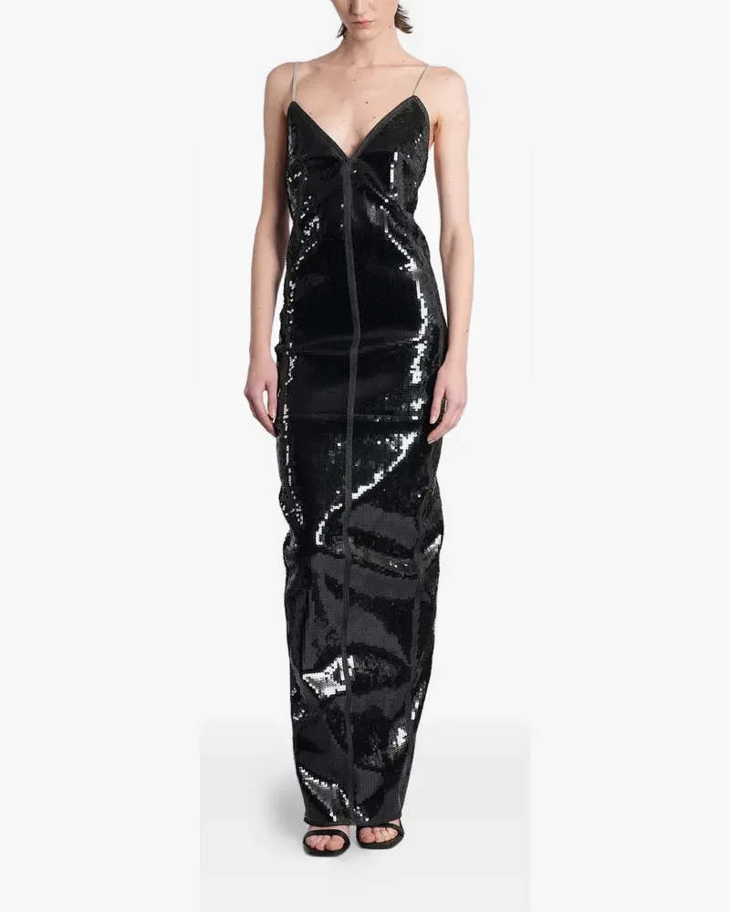 Rick Owens Maillot Gown sequin-embellished open-back cotton maxi dress - Schwarz Schwarz