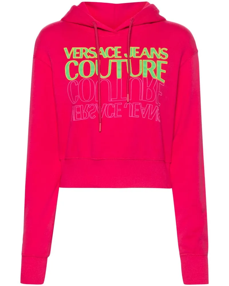 Versace Jeans Upside Down Cropped-Sweatshirt Rosa