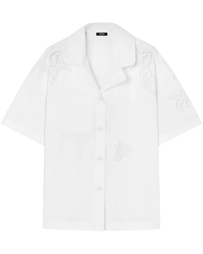 Versace Hemd mit Sangallo-Stickerei - Weiß Weiß