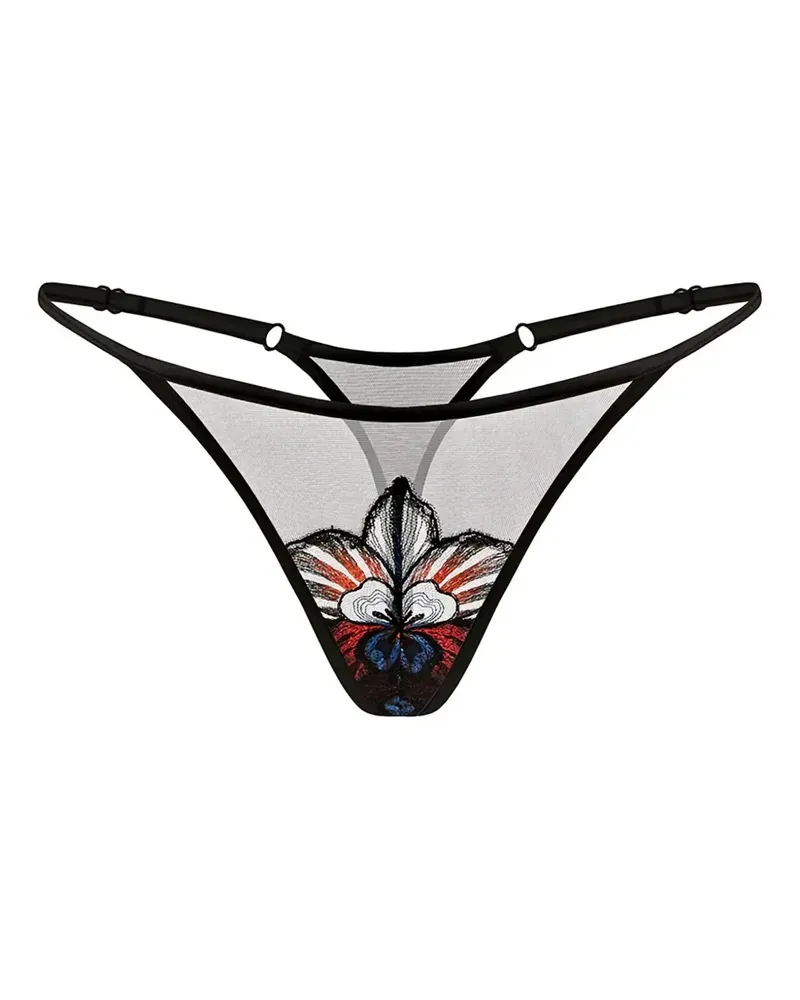 Zhilyova Tanga aus Mesh mit Stickerei - Blau Blau