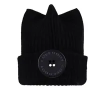 Gerippte Beanie mit Ohrendetail - Schwarz