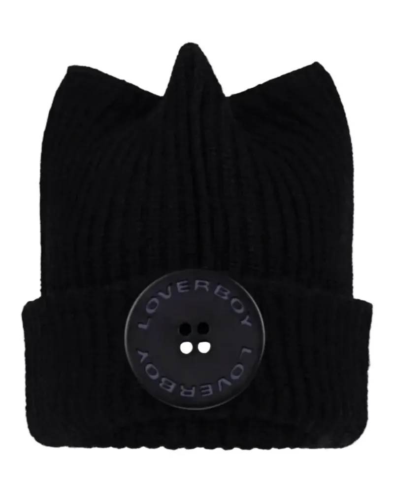 Charles Jeffrey Loverboy Gerippte Beanie mit Ohrendetail - Schwarz Schwarz