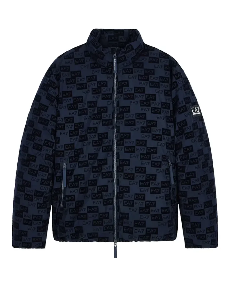 EA7 monogram-print puffer jacket - Blau Blau