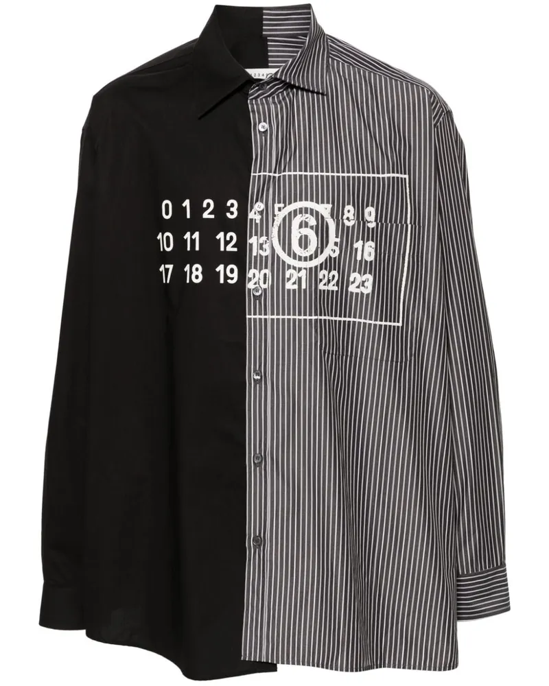 Maison Margiela Spliced Hemd mit Nummern-Motiv - Schwarz Schwarz
