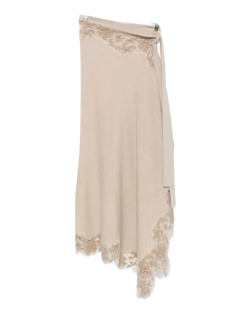 Ermanno Scervino lace-trim poncho - Nude Nude