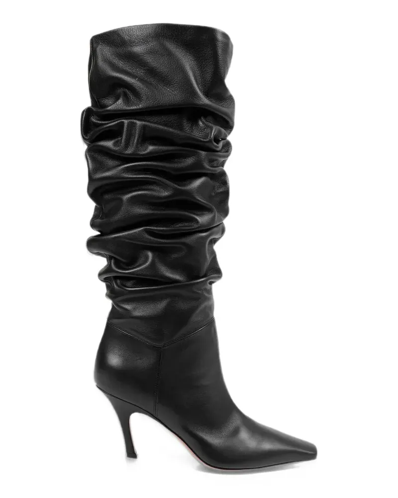 Amina Muaddi Jamie slouch bootie 80 black nappa - Schwarz Schwarz