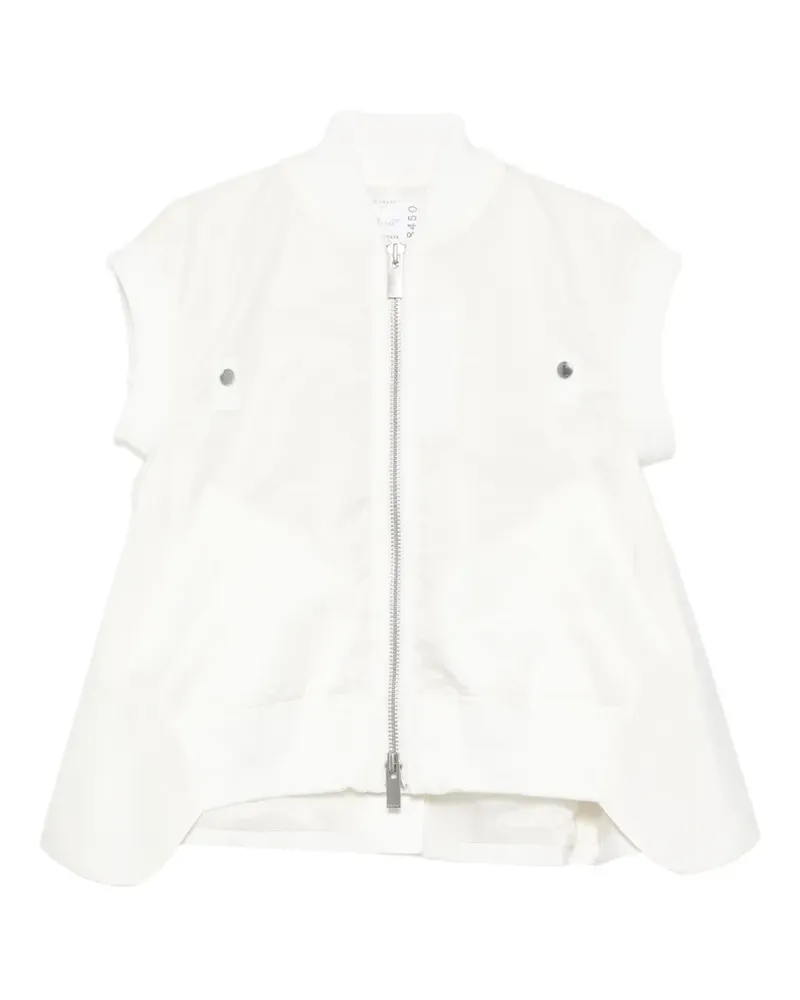 Sacai Seidenpullover mit Reißverschluss - Weiß Weiß