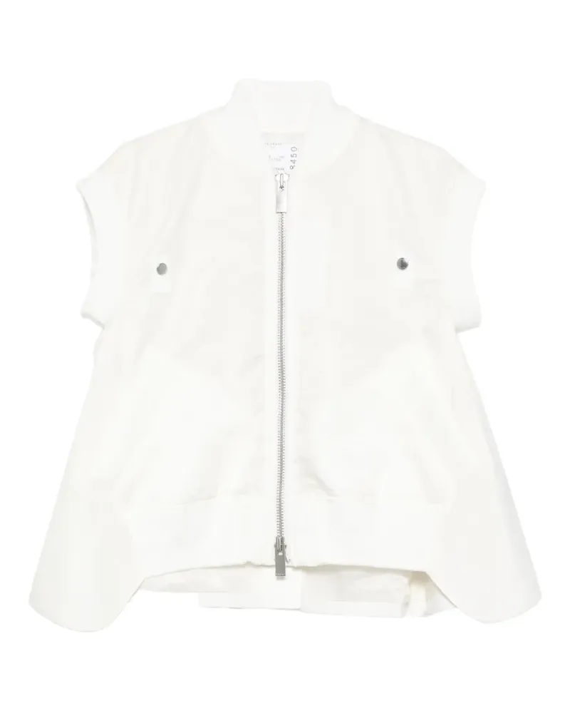 Sacai zip silk sweater - Weiß Weiß
