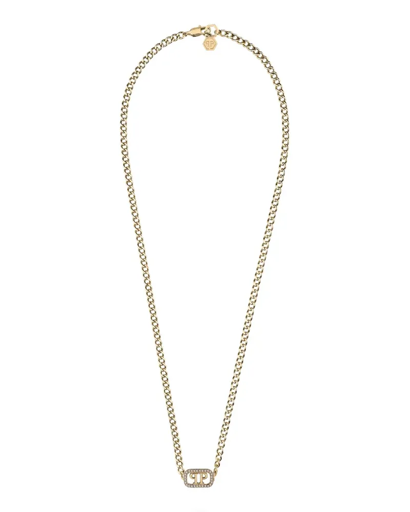 Philipp Plein crystal lettering necklace - Gold Gold