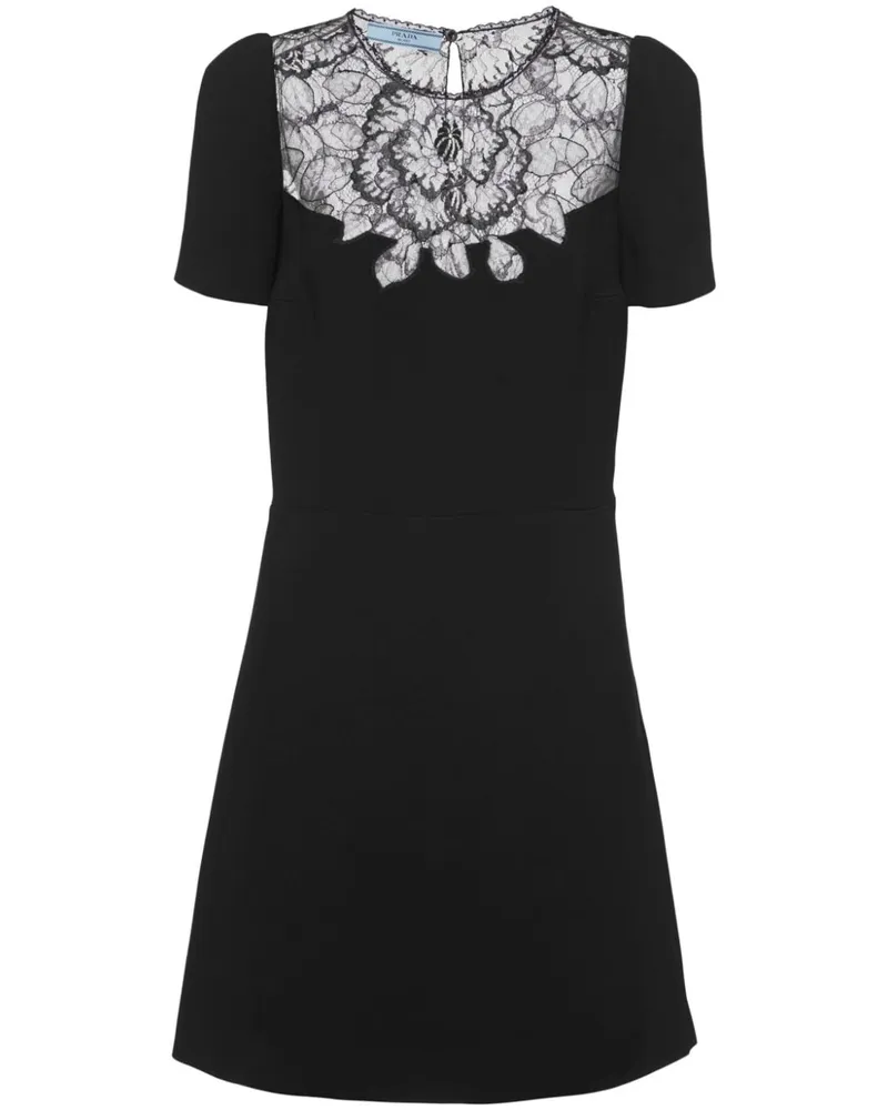 Prada Minikleid mit Spitzeneinsätzen - Schwarz Schwarz