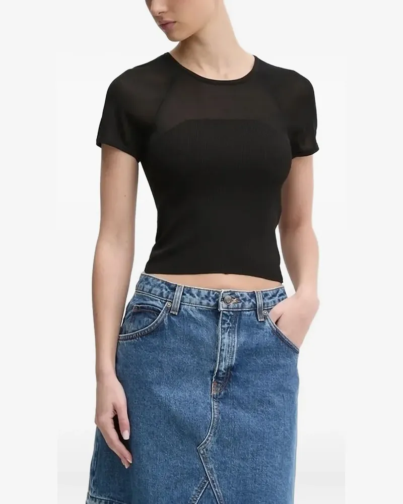 HUGO BOSS Geripptes T-Shirt - Schwarz Schwarz