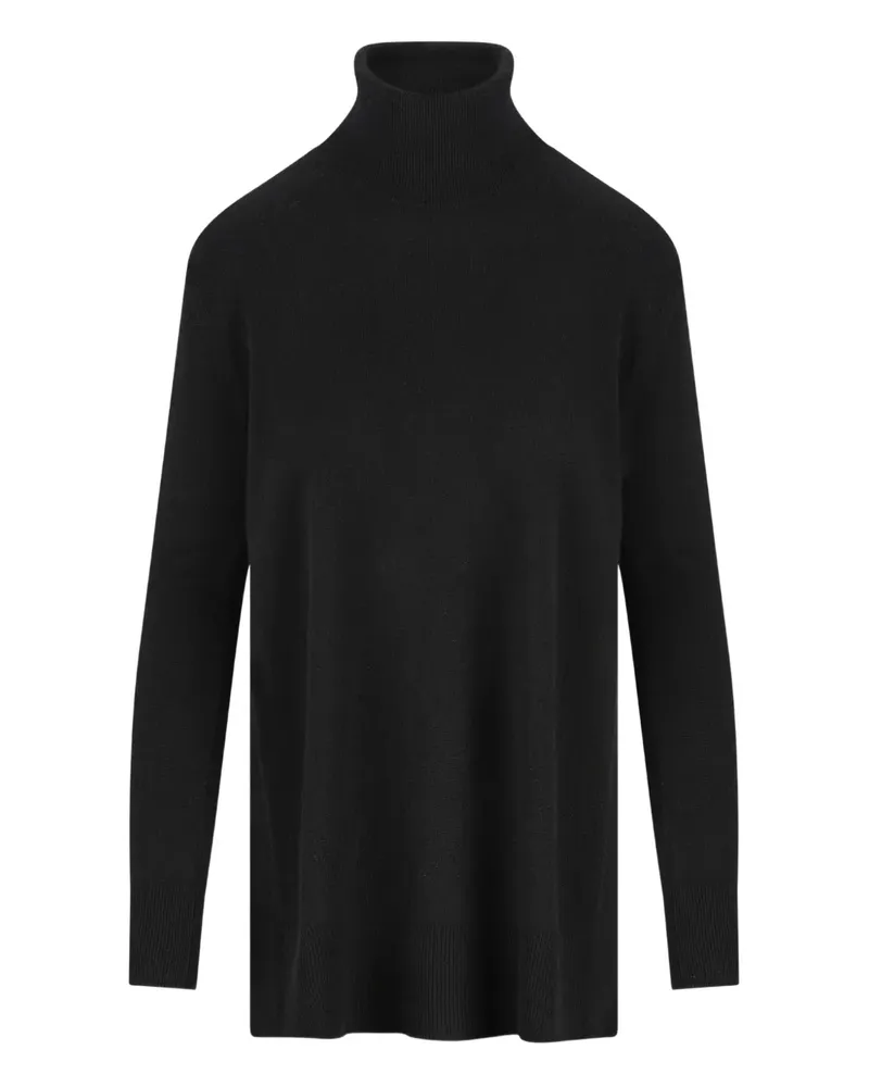 Alpha Studio Rollkragenpullover mit seitlichem Schlitz - Schwarz Schwarz