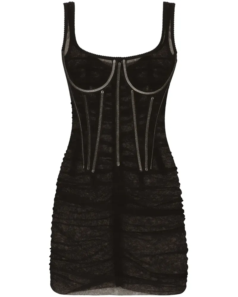 Dolce & Gabbana Minikleid mit Corsage - Schwarz Schwarz