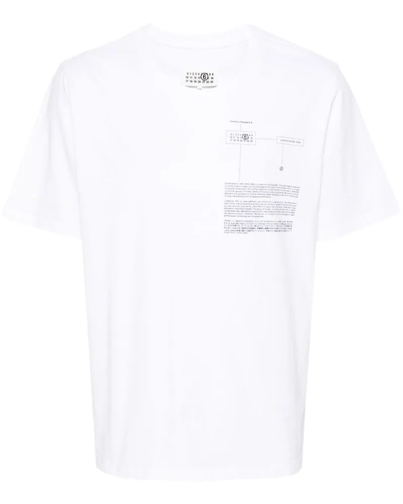 Maison Margiela T-Shirt mit Nummern-Motiv Weiß