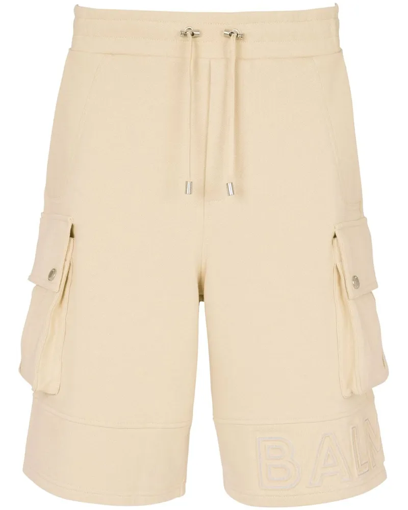 Balmain Shorts mit Logo-Prägung - Nude Nude