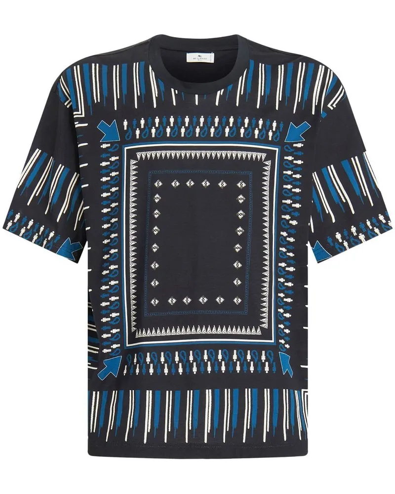 Etro T-Shirt mit abstraktem Print Blau